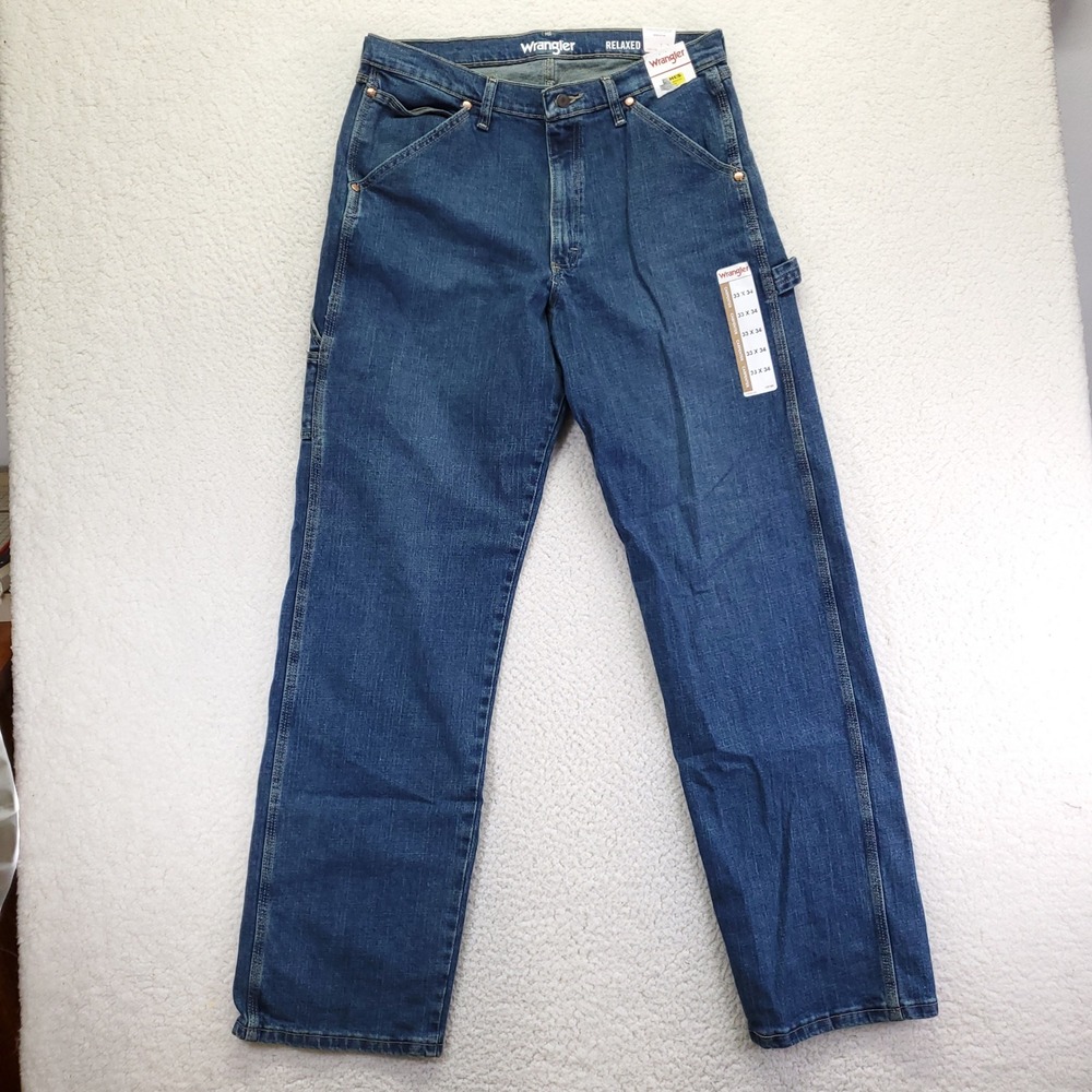 Wrangler Mens Relaxed Fit Carpenter Jeans Blue Denim 33x34 112366302‎ NWT